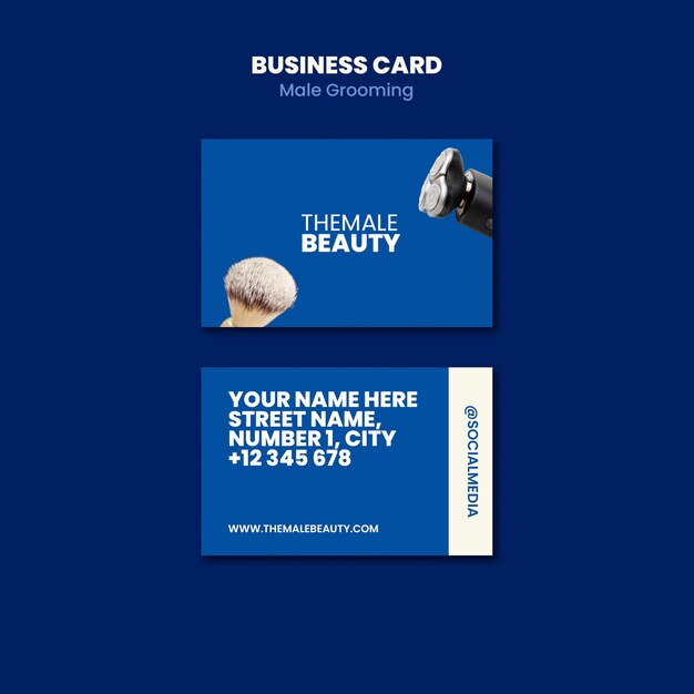 Male Grooming Business Card Template for Free Download