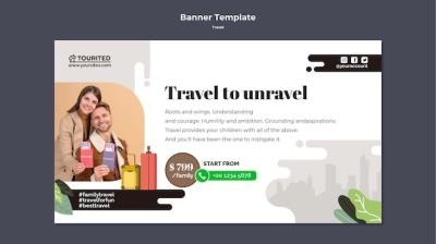 Flat Design Travel Banner Template – Download Free Stock Photo