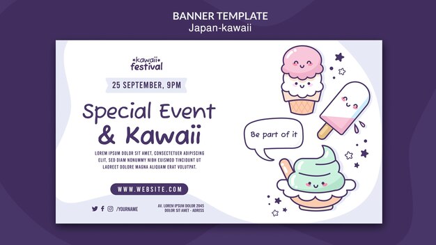 Flat Design Kawaii Japan Template – Free Download