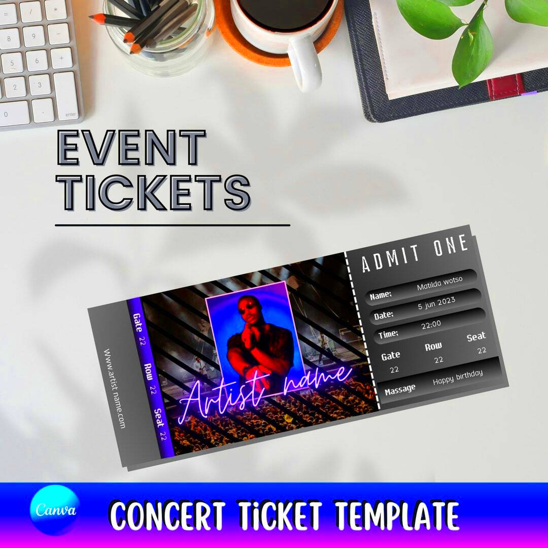 Editable Ticket Even Custom Ticket Canva Editable Template Printable 