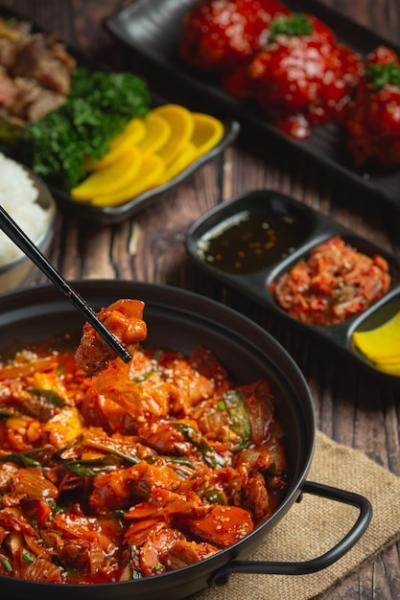 Chicken Fried in Hot Pot with Spicy Korean Sauce – Free Stock Photo for Download