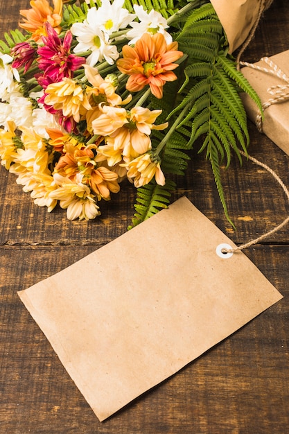 Blank Tag Next to Fresh Flower Bouquet – Free Download