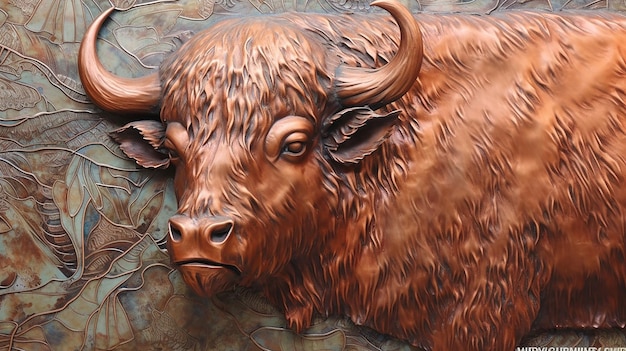 Copperplate Bison Art: Intricate Lines and Lively Details – Download Free Stock Photo