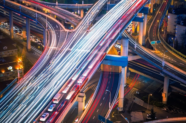 Aerial View of City Street at Night – Free Download