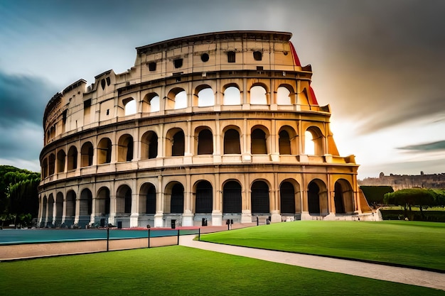 A Building with a Red Roof Against a Beautiful Sunset – Free to Download