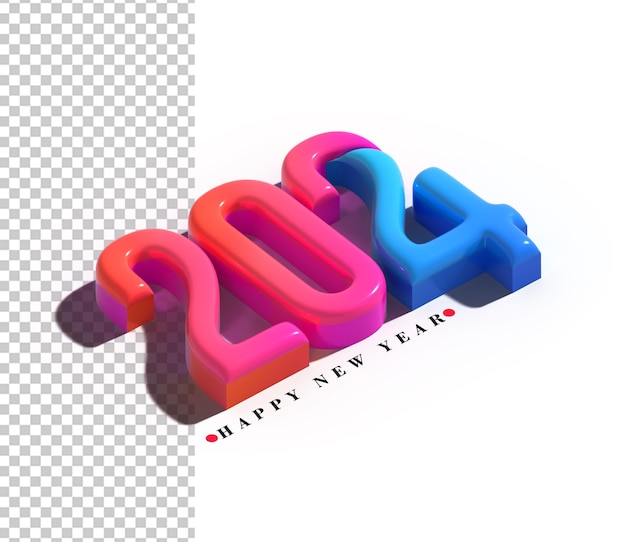 Happy New Year 2024 Typography Transparent PSD – Free Download