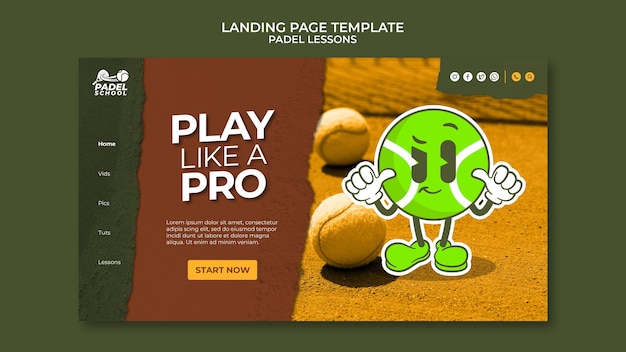 Flat Design Paddle Tennis Lessons Landing Page Template – Free Download