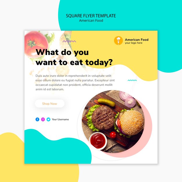 American Food Square Flyer Template – Free Download