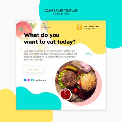 American Food Square Flyer Template – Free Download