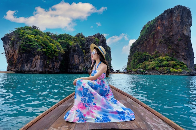 Beautiful Girl on a Boat at James Bond Island in Phang Nga, Thailand – Free Stock Photo Download