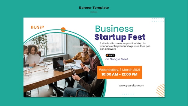 Horizontal Banner Template for Webinar and Business Startup – Free Download