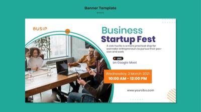 Horizontal Banner Template for Webinar and Business Startup – Free Download