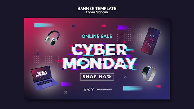 Futuristic Cyber Monday Banner Template – Download Free Stock Photo