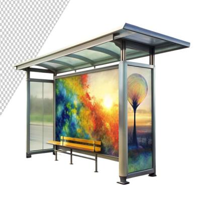 A Bus Stop Featuring Spray Painted Artwork on Transparent Background – Free Stock Photo Download