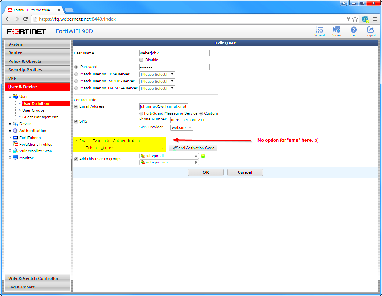 FortiGate 2Factor Authentication via SMS Blog Webernetznet