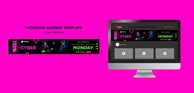 Cyber Monday Sales YouTube Banner Template – Free Download