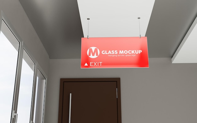 Hanging Sign Acrylic Glass Mockup – Direction Sign PSD for Free Download