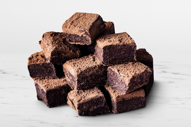 Chocolate Ganache Truffle Squares Dusted with Cacao Powder – Free to Download