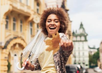 Autumn Scene: Woman with Transparent Umbrella – Free Download