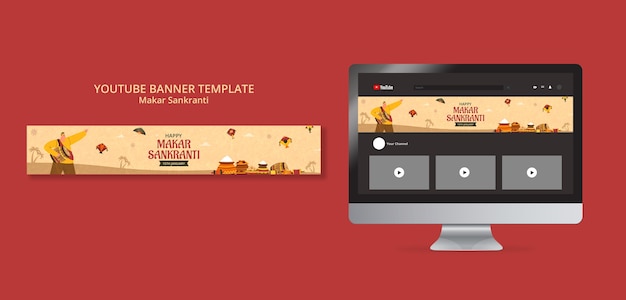 Makar Sankranti Celebration YouTube Banner Template – Download Free Stock Photo