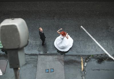 Aerial View of Bride Dancing on the Street – Free Stock Photo for Download