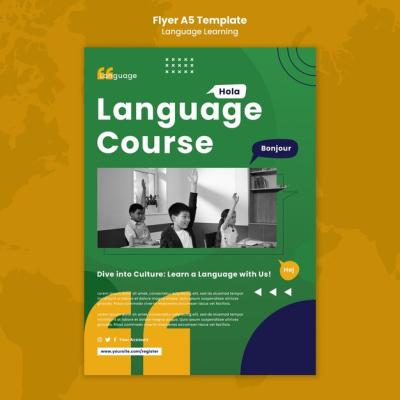 Flat Design Language Learning Flyer Template – Free Download