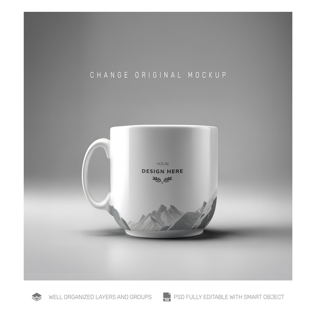 White Mug PSD Mockup – Download Free Stock Photo