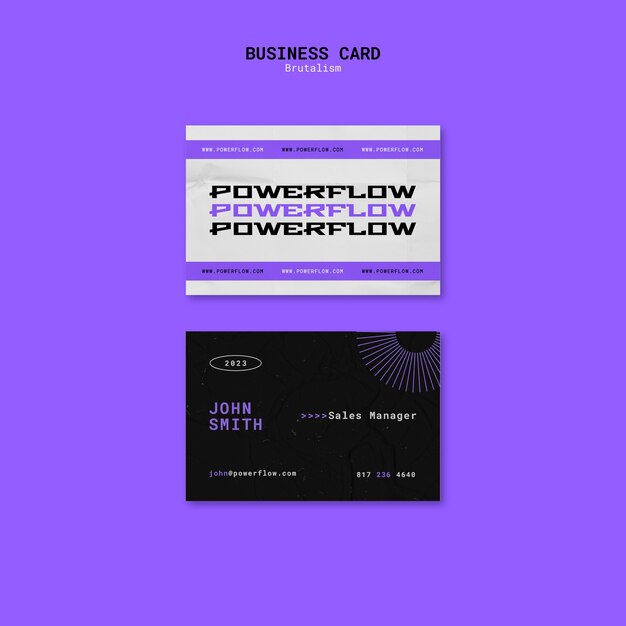 Brutalism Style Horizontal Business Card Template – Free Download