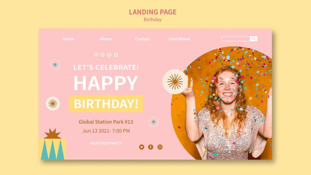 Happy Birthday Landing Page Template – Free Download