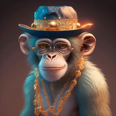 A Monkey in a Hat and Gold Beaded Necklace – Free Stock Photo for Download