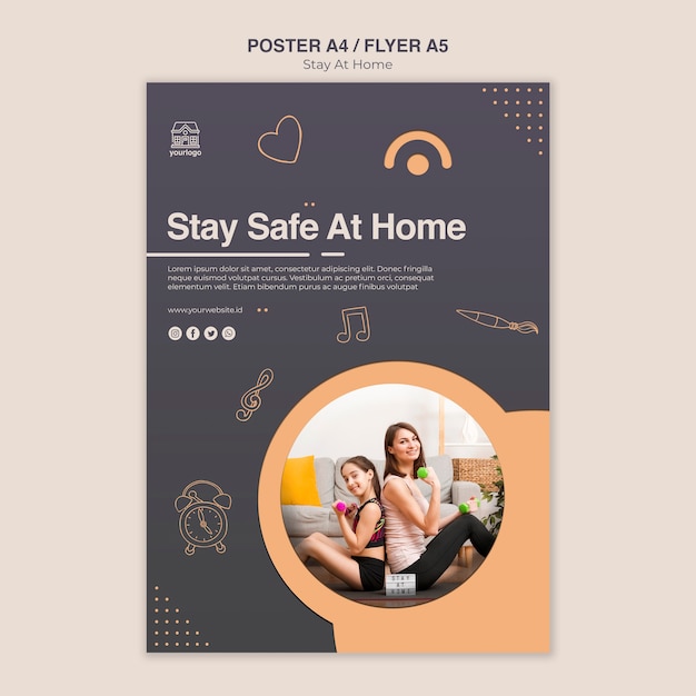 Stay at Home Concept Poster Template – Free Download