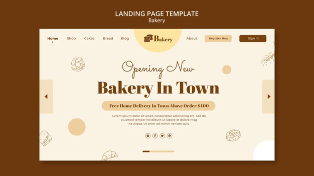 Hand Drawn Bakery Concept Landing Page – Free Download