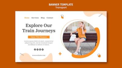 Explore Scenic Train Journeys Banner Template – Free Download