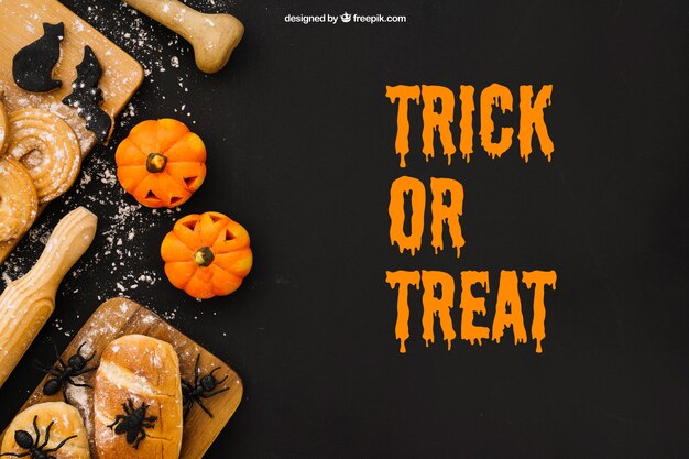 Halloween Mockup Featuring Insects on Bread – Free to Download