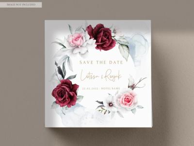 Beautiful Flower Wreath Watercolor Wedding Invitation Card Template – Free Download