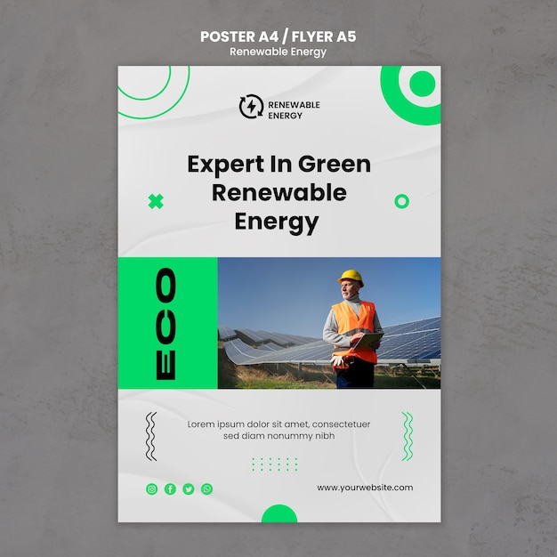 Flat Design Renewable Energy Poster Template – Free Download