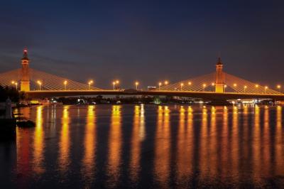 Nighttime Illuminated Bridge Over River – Free Stock Photo, Download Free