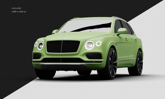 Realistic Matte Green Luxury High Performance SUV Car from Left Front Angle View – Free Download