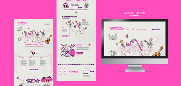 Dia de Muertos Carnival Homepage Template – Free Download