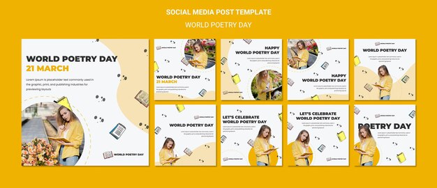 Social Media Post Templates for World Poetry Day – Free Download