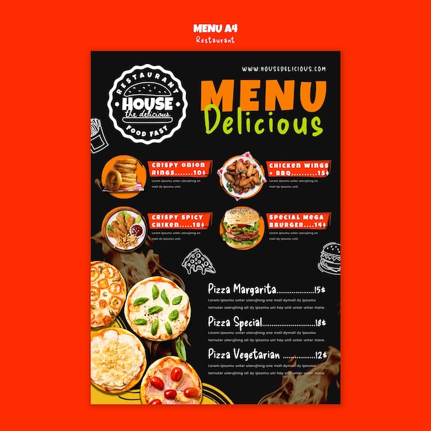 Delicious Food Restaurant Menu Template – Free Download