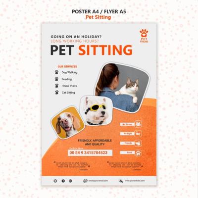 Pet Sitting Concept Flyer Template – Free Download