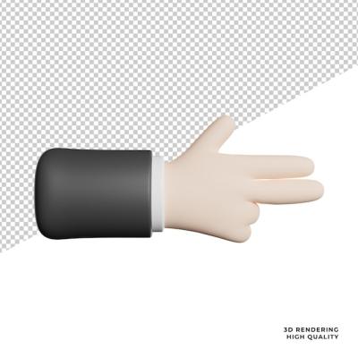 Hand Gesture Pointer Front View Icon – 3D Rendering Illustration on Transparent Background – Free Download