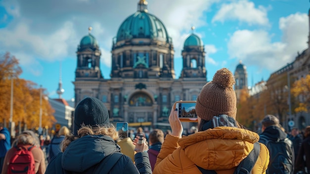 Female Travelers Capturing Berlin Cathedral Moments