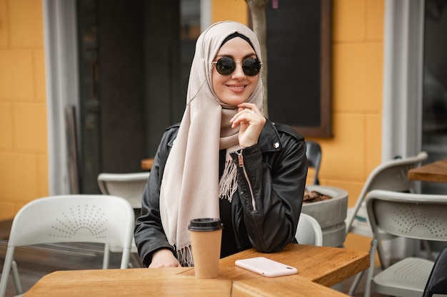 Modern Stylish Muslim Woman in Hijab on City Streets – Free Download