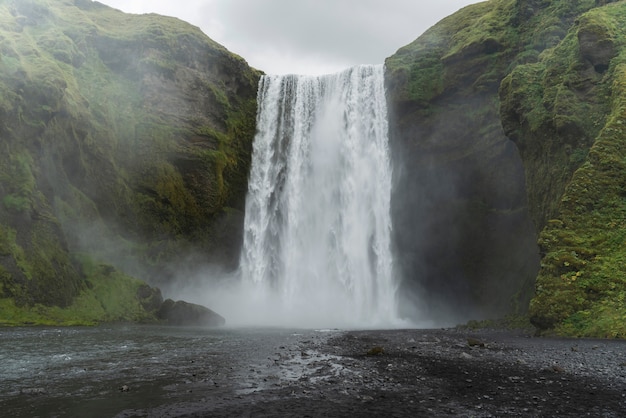 Cloudy Nature Landscape Near Waterfall – Free Download