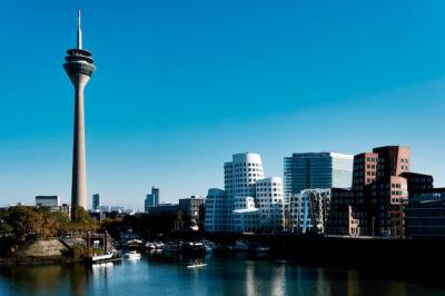 Explore Media Harbour and the Iconic Rhinetower in Dusseldorf, Germany – Free Download