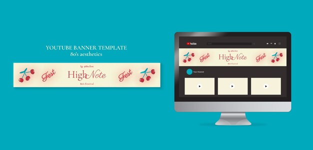 80s Aesthetic YouTube Banner Template – Free to Download