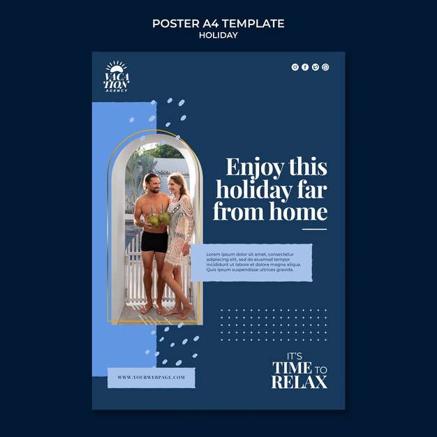 Holiday Poster Template in Flat Design – Download Free Stock Photo