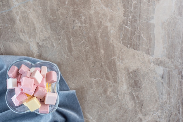 Pink Sweet Candies in Glass Bowl Over Grey Background – Free Stock Photo, Download for Free